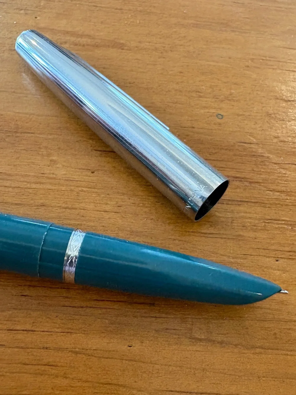 Vintage Wing Sung 703 Fountain Pen Blue Chrome Trim Chinese Pen